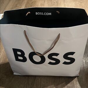 Boss White and Black Shopping Bag